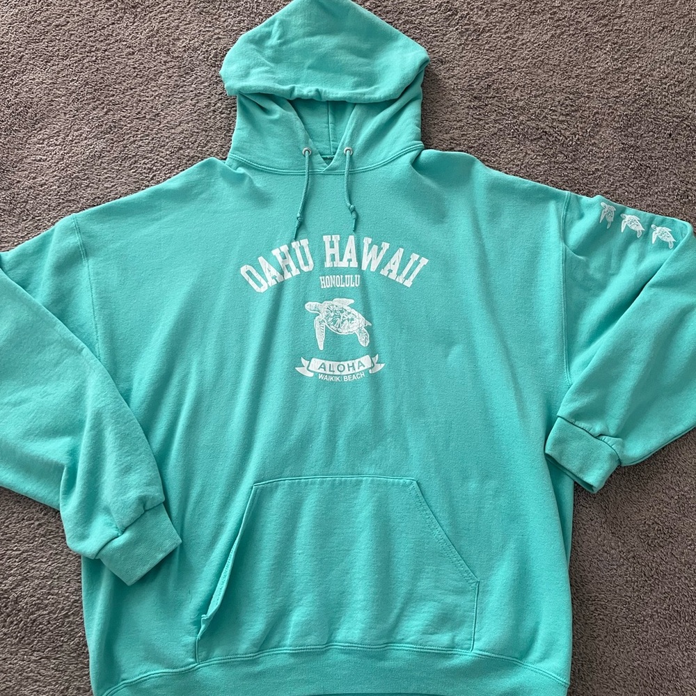 esty teal oahu hawaii hoodie size medium